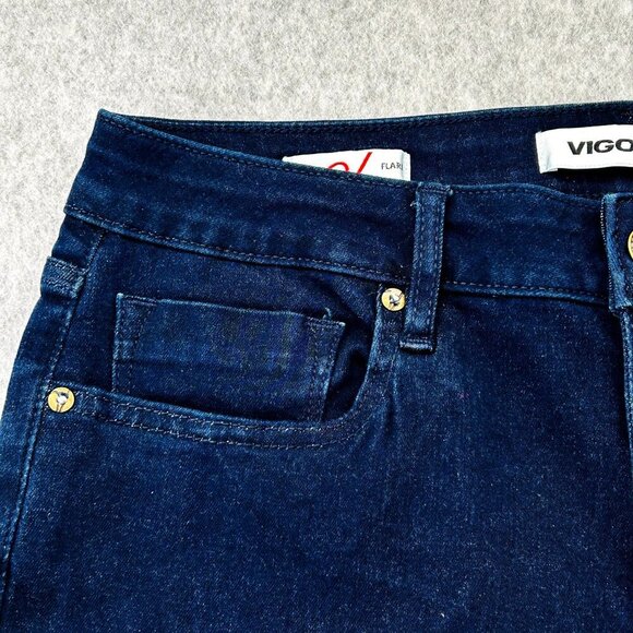 Vigoss Jagger Flare Dark Blue Denim Jeans Size 30 Mid-Rise Stretch Cotton Blend - Picture 7 of 15